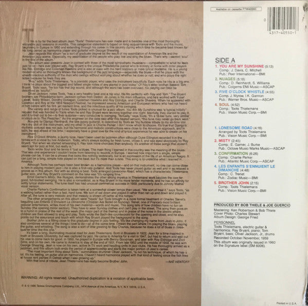 Release: The Soul Of Toots Thielemans-Vinyl-US-1986-FW 40550, FW40550-2322077