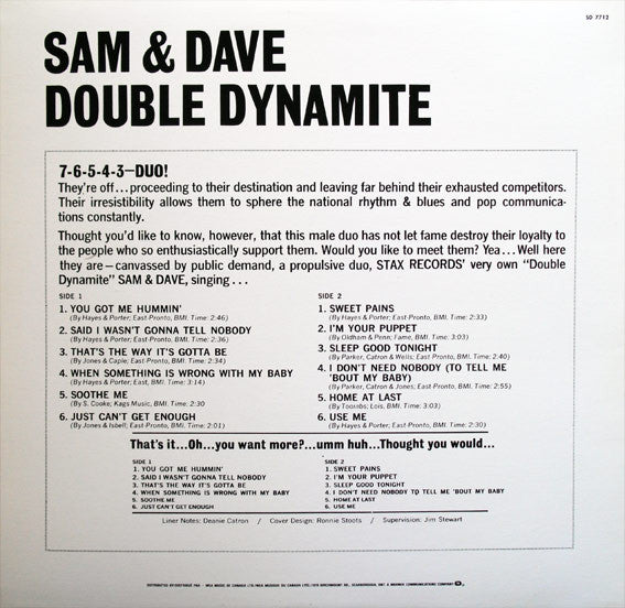 Release: Double Dynamite-Vinyl-Canada-None-SD 7712, SD 07712-2078927