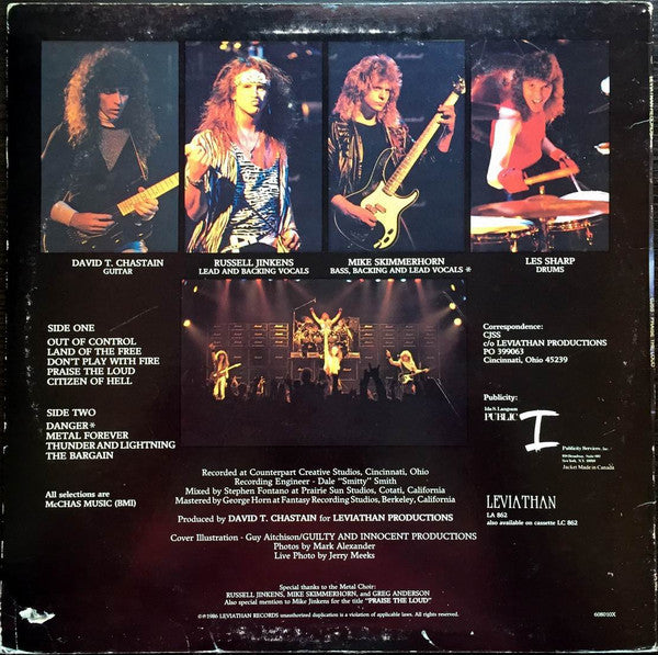 Release: Praise The Loud-Vinyl-US-1986-LA 862, 608010X-1628330