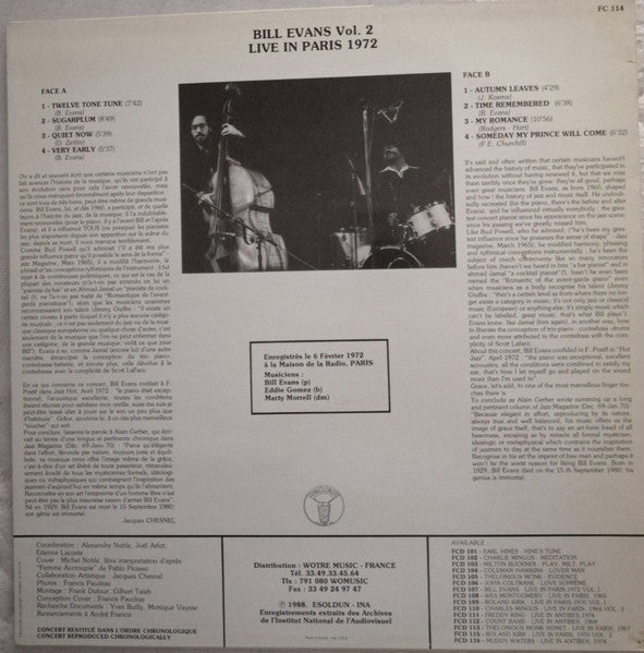 Release: Live In Paris, 1972 Vol. 2-Vinyl-France-1988-FC 114-3809091