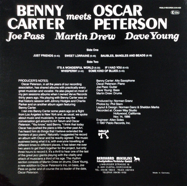 Master Release: Benny Carter Meets Oscar Peterson by Benny Carter
