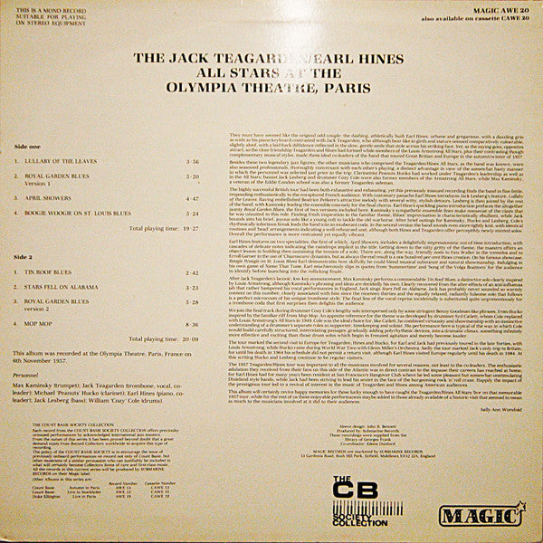 The Jack Teagarden / Earl Hines All Stars At The Olympia Theatre Paris
