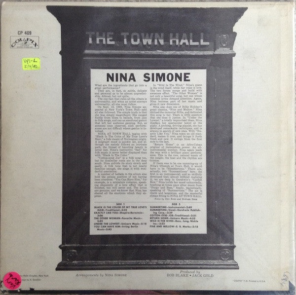 Nina Simone At Town Hall