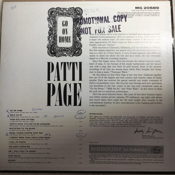 Release: Go On Home-Vinyl-US-1962-MG-20689-7288660