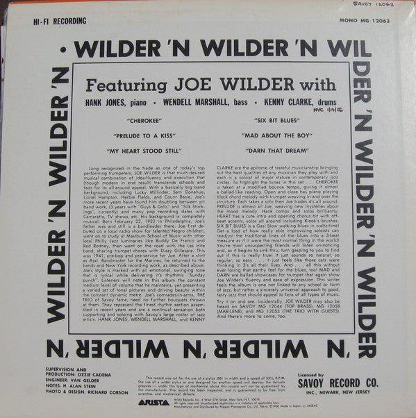 Master Release: Wilder 'N' Wilder by Joe Wilder