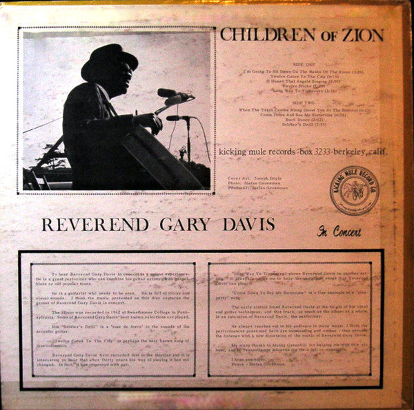 Master Release: Children Of Zion : Reverend Gary Davis In Concert by Rev. Gary Davis