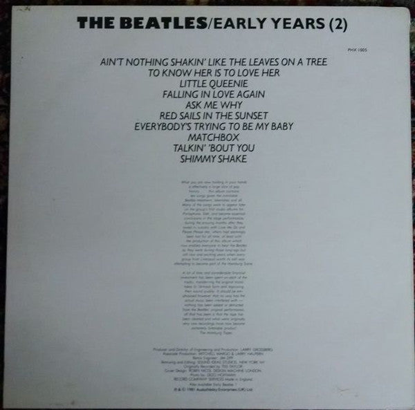 Master Release: Early Years (2) by The Beatles