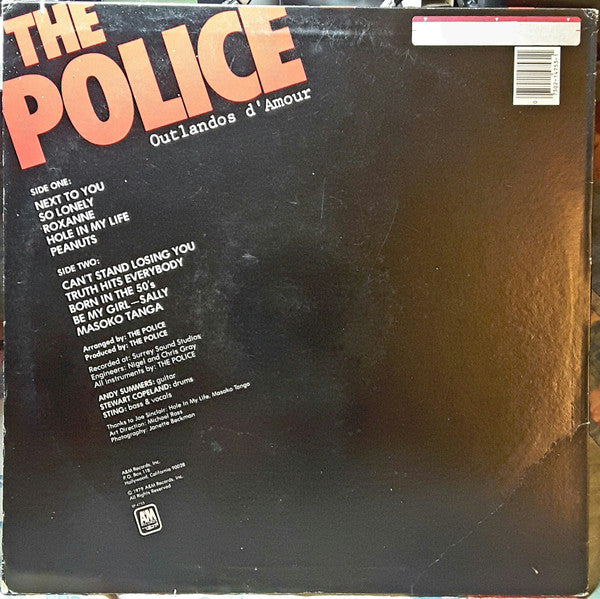 Release: Outlandos D'Amour-Vinyl-US-1979-SP 4753-9873306