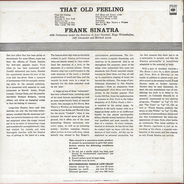 Release: That Old Feeling-Vinyl-Japan-1979-20AP 1449-8119214