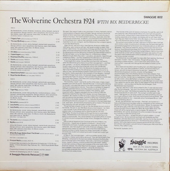 Master Release: Bix Beiderbecke And The Wolverines by The Wolverine Orchestra