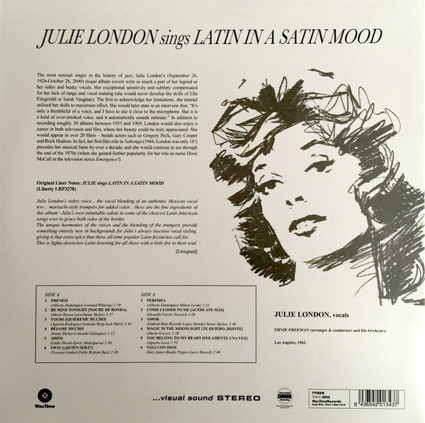 Release: Julie London Sings Latin In  A Satin Mood-Vinyl-Europe-2013-771869-5011198