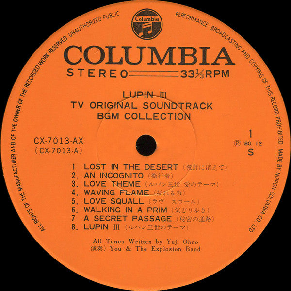 Lupin The 3rd - TV Original Soundtrack BGM Collection = ルパン三世 BGM集 TVオリジナル・サウンドトラック