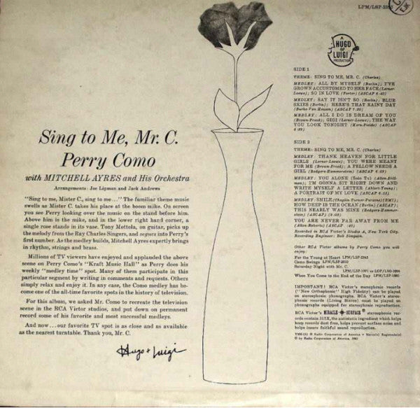 Master Release: Sing To Me, Mr. C. by Perry Como