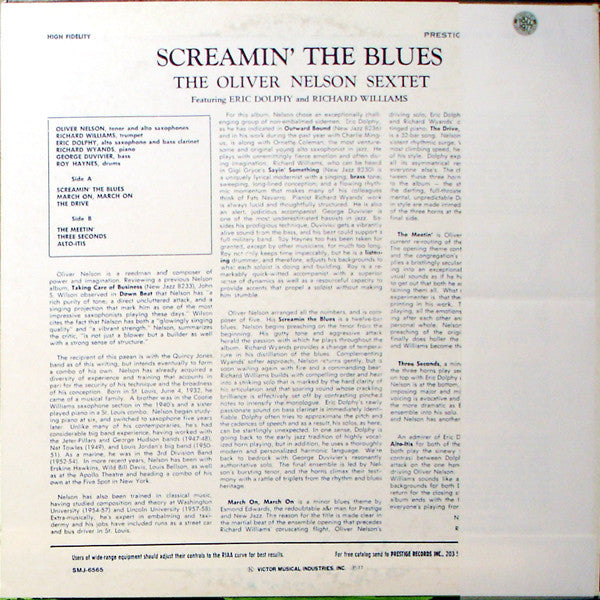 Master Release: Screamin' The Blues by The Oliver Nelson Sextet