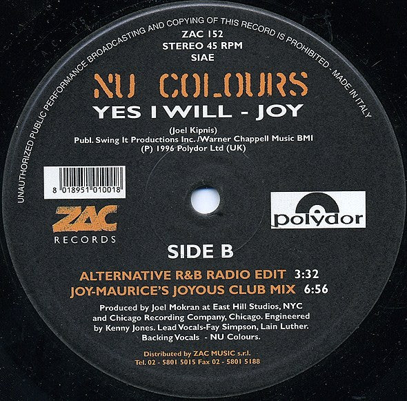 Master Release: Yes I Will by Nu Colours