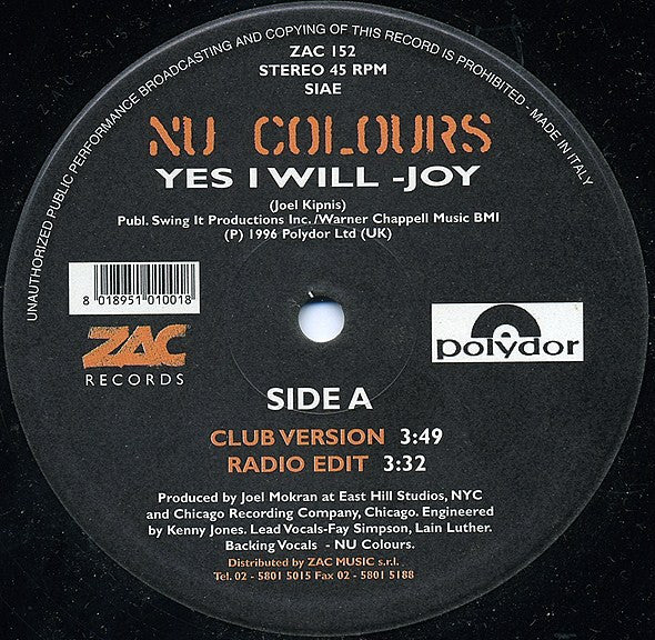 Master Release: Yes I Will by Nu Colours