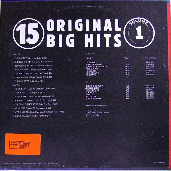 Master Release: 15 Original Big Hits Vol. 1 by Various