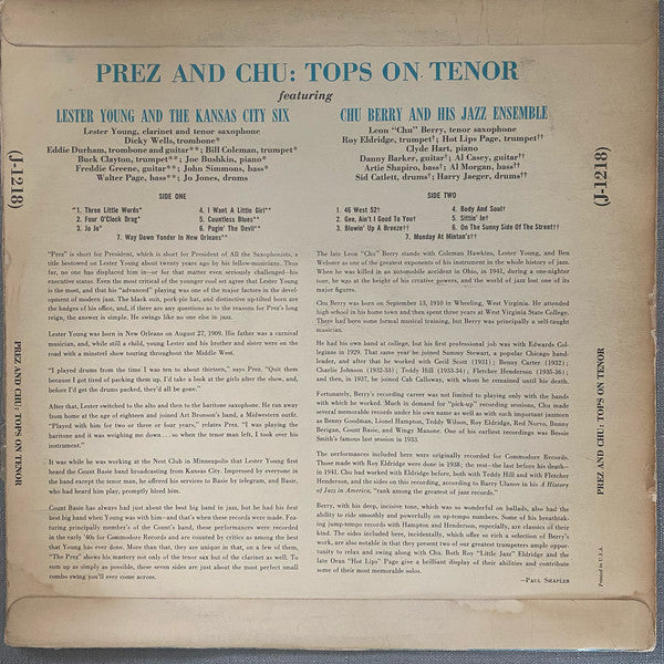 Prez And Chu (Tops On Tenor)