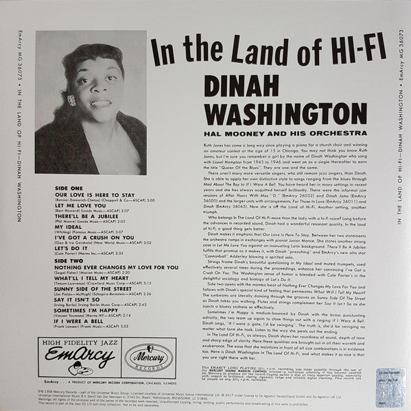 Master Release: In The Land Of Hi-Fi by Dinah Washington
