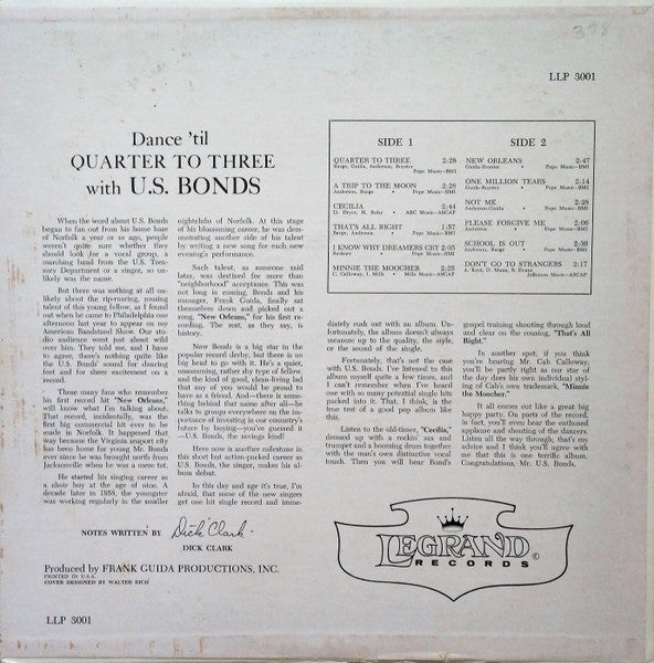 Master Release: Dance 'Til Quarter To Three With U. S. Bonds by Gary U.S. Bonds