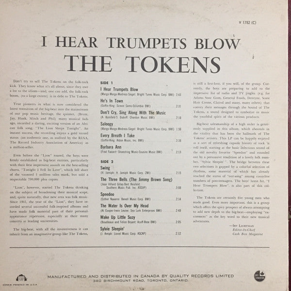 Master Release: I Hear Trumpets Blow by The Tokens