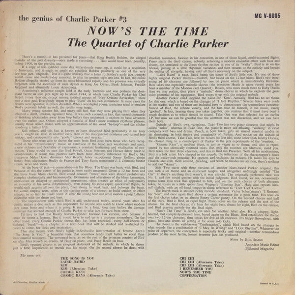 Release: Now's The Time-Vinyl-US-1960-MGV-8005, V-8005-10086443
