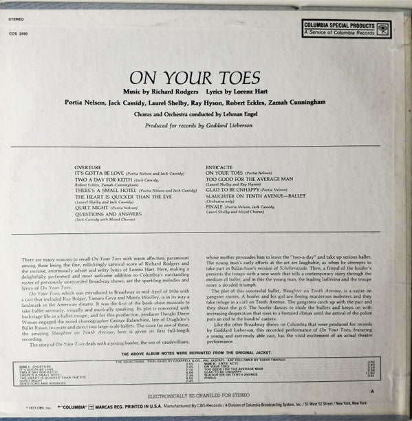 Master Release: On Your Toes by Rodgers & Hart
