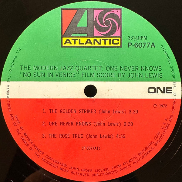The Modern Jazz Quartet Plays One Never Knows - Original Film Score For “No Sun In Venice”
