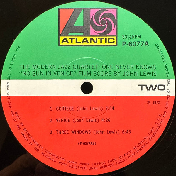 The Modern Jazz Quartet Plays One Never Knows - Original Film Score For “No Sun In Venice”
