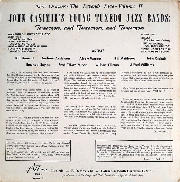 Master Release: Tomorrow, And Tomorrow, And Tomorrow by The Young Tuxedo Jazz Bands