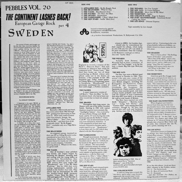 Master Release: Pebbles Vol. 20 The Continent Lashes Back! European Garage Rock Part 4: Sweden by Various