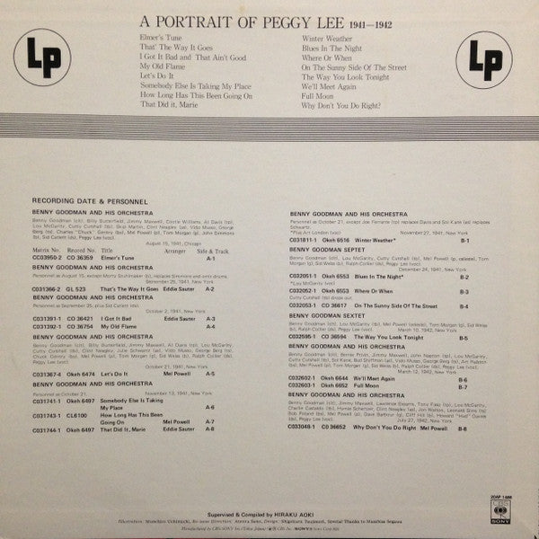 Release: A Portrait Of Peggy Lee 1941 - 1942-Vinyl-Japan-1979-20AP 1486-10611237