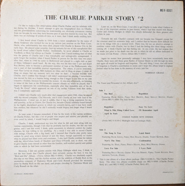 Release: The Charlie Parker Story #2-Vinyl-US-1957-MGV-8001, MG V-8001-14682206