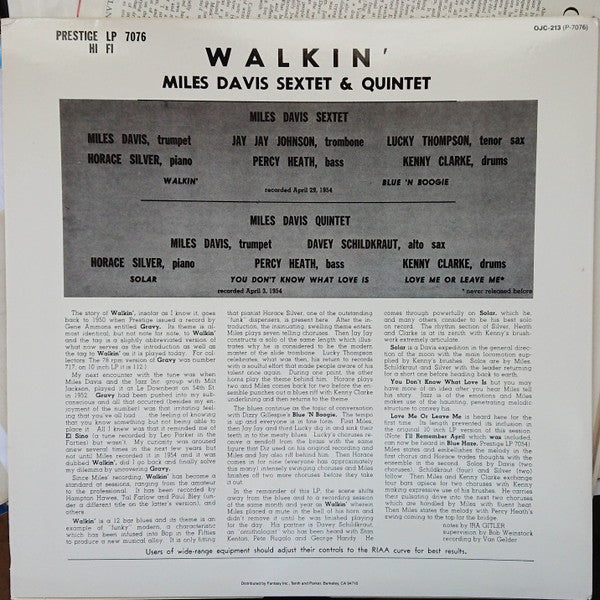 Release: Walkin'-Vinyl-US-1986-OJC-213, P-7076-13911405