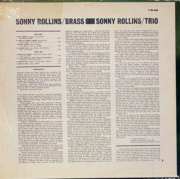 Release: Sonny Rollins And The Big Brass-Vinyl-US-1962-V-8430, V/V6-8430-13104088