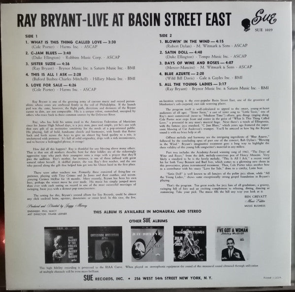 Master Release: Live At Basin Street East by Ray Bryant