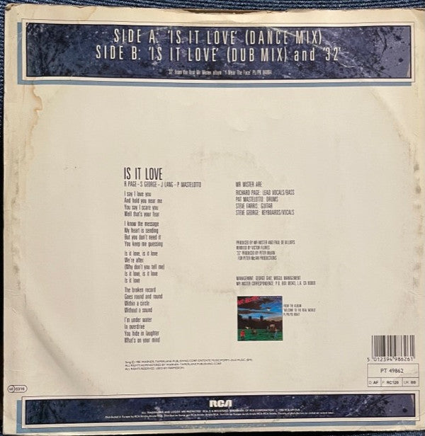 Release: Is It Love-Vinyl-UK & Europe-1986-PT 49862-26285138
