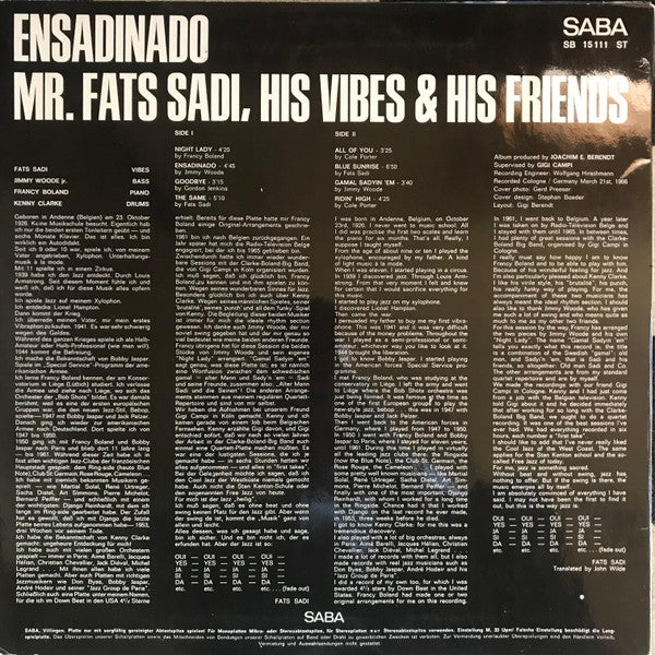 Release: Ensadinado-Vinyl-Germany-1966-SB 15 111-13437068