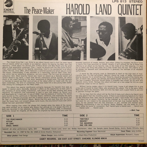 Master Release: The Peace-Maker by Harold Land Quintet