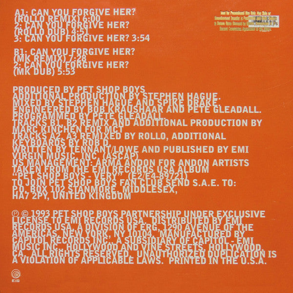 Release: Can You Forgive Her?-Vinyl-US-1993-Y-56279, Y-56279-84293
