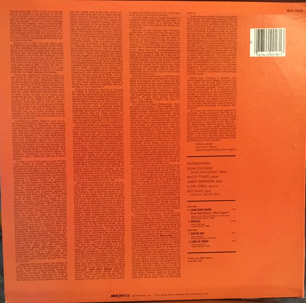 Release: The John Coltrane Quartet Plays-Vinyl-US-1980-MCA-29018, AS-85-22787756