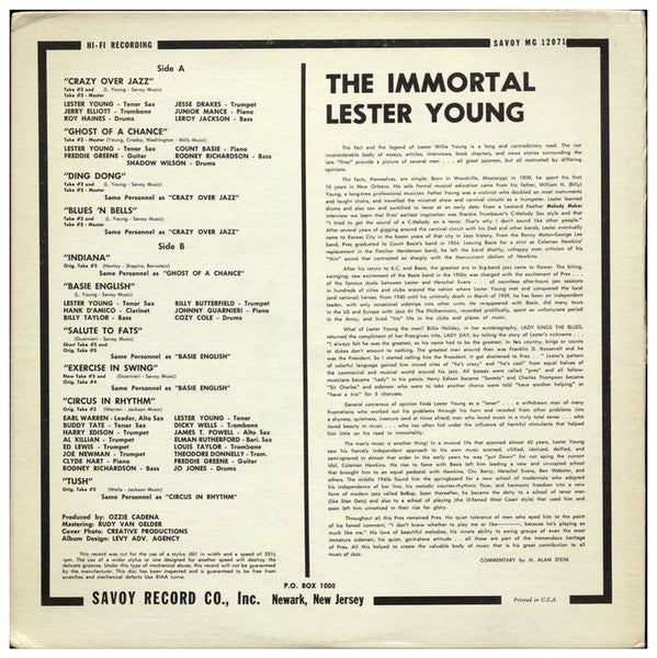Master Release: The Master's Touch by Lester Young