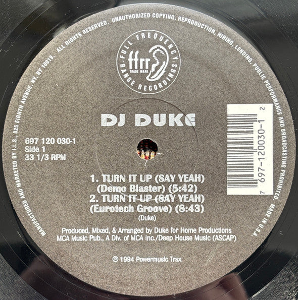 Master Release: Turn It Up (Say Yeah) by DJ Duke