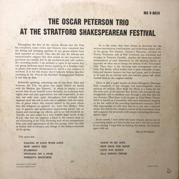 Release: At The Stratford Shakespearean Festival-Vinyl-US-1957-MGV-8024, MG V-8024, MGV 8024-24693377