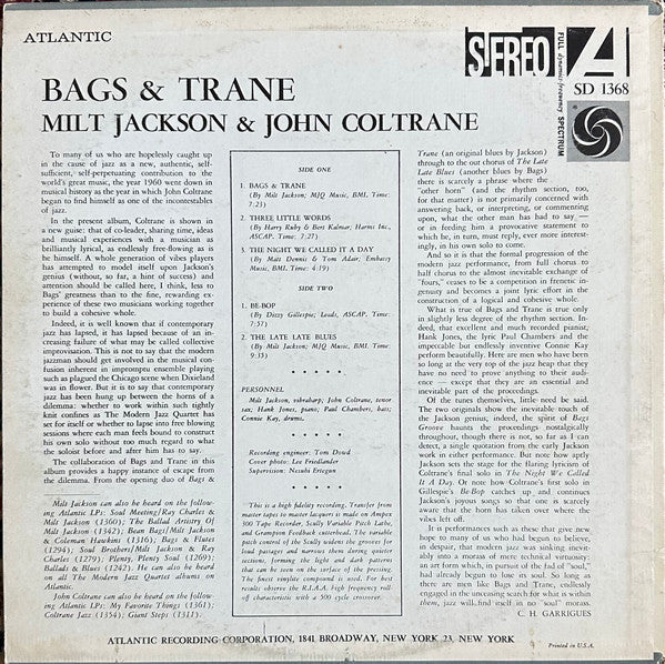 Release: Bags & Trane-Vinyl-US-1972-1368, SD 1368-32940177