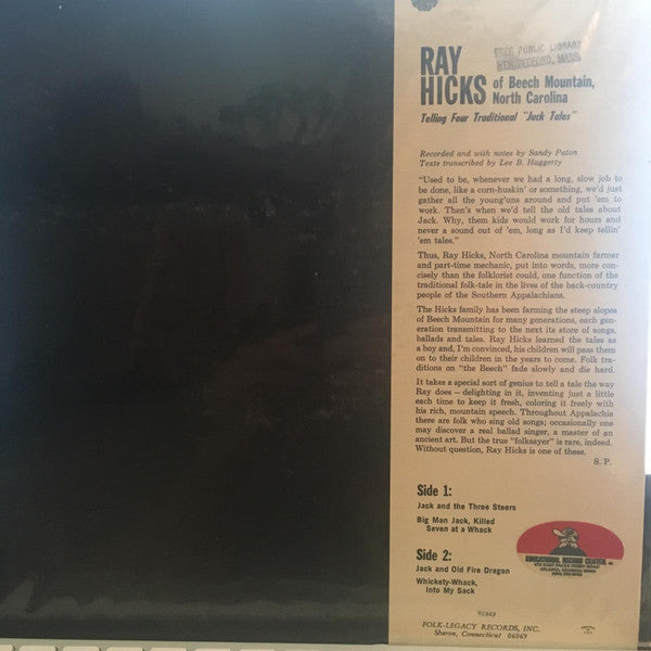 Release: Ray Hicks Of Beech Mountain, NC Tells Four Authentic "Jack Tales"-Vinyl-US-1964-FTA-14-10559660