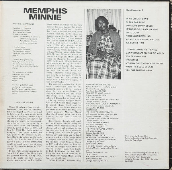 Master Release: Blues Classics By Memphis Minnie by Memphis Minnie