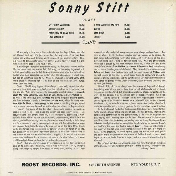 Sonny Stitt Plays Arrangements From The Pen Of Quincy Jones