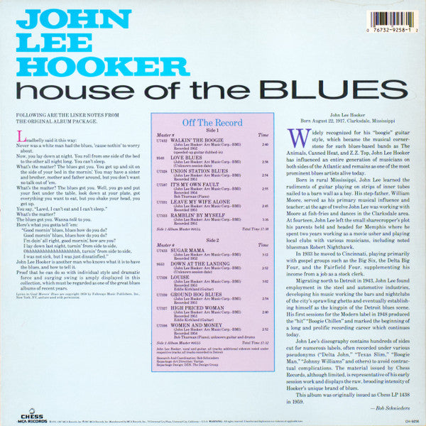 Release: House Of The Blues-Vinyl-US-1987-CH-9258, CH-9258-2381469