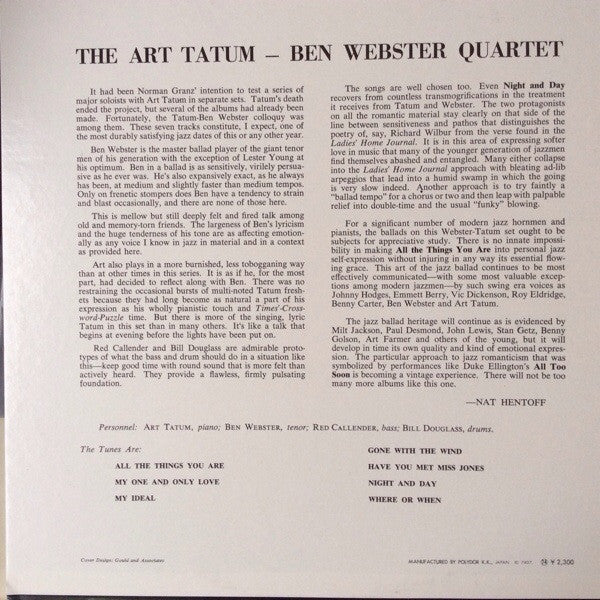 The Art Tatum - Ben Webster Quartet